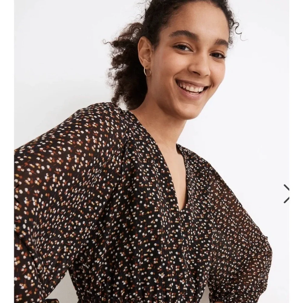Madewell Resourced Georgette Button Front Mini Dress In Adorable Ditzy Size M - Picture 3 of 9